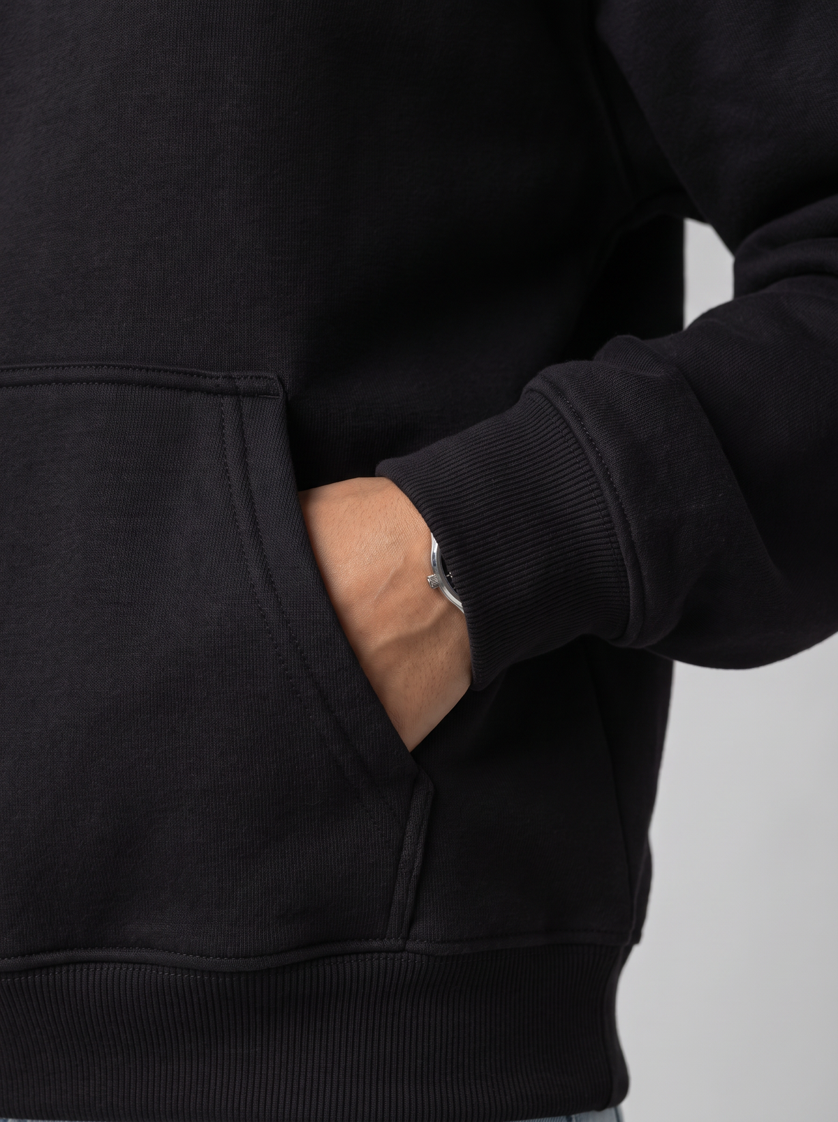 Oversized Hoodie - Black - Aura Detail