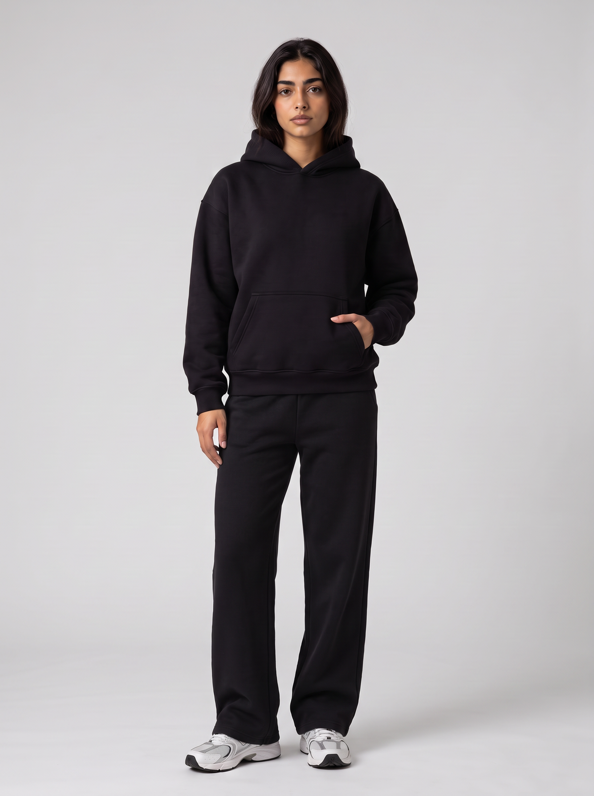 Oversized Hoodie - Black - Aura Set Front