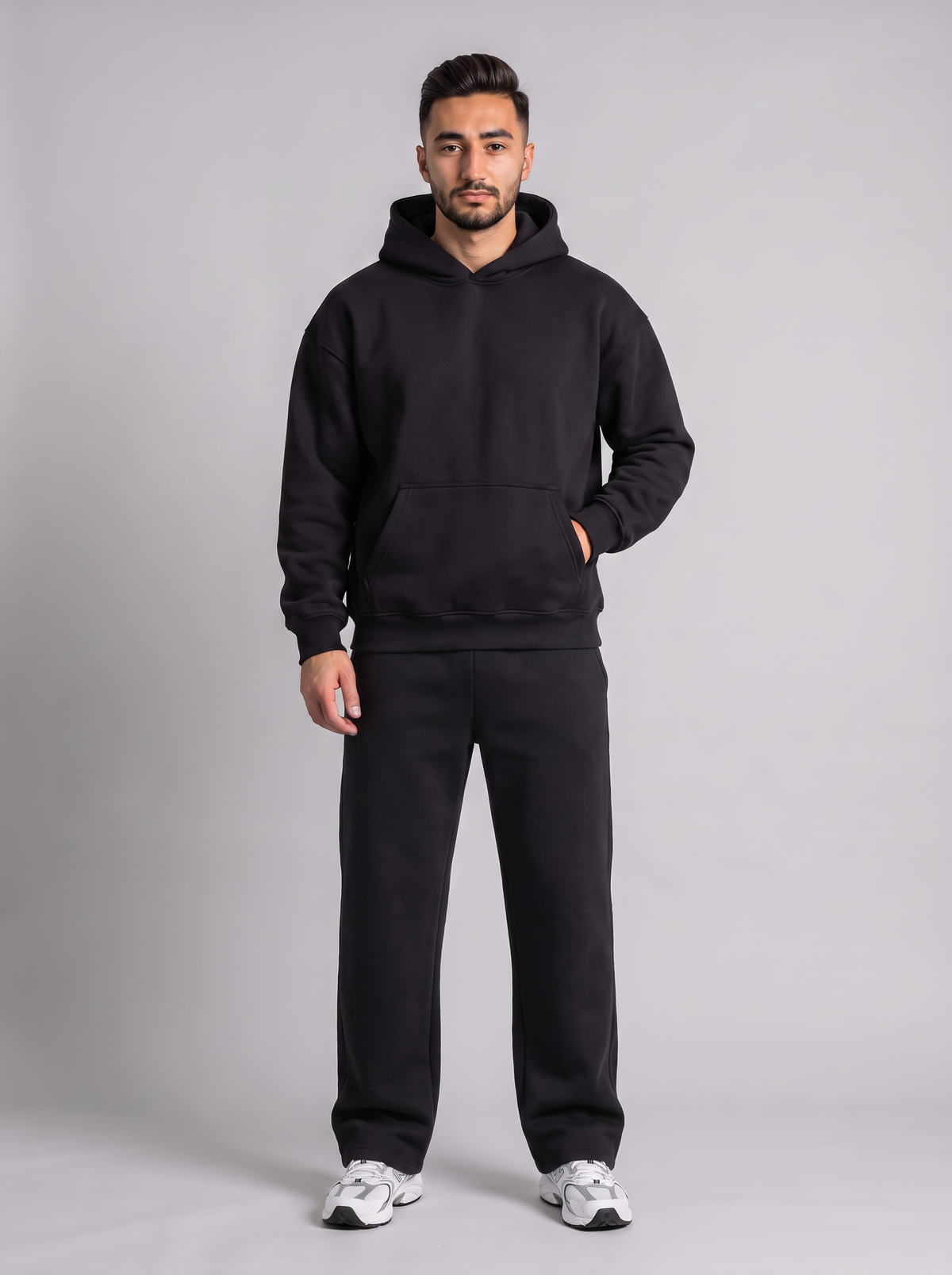 Oversized Hoodie - Black - Hero Set Front