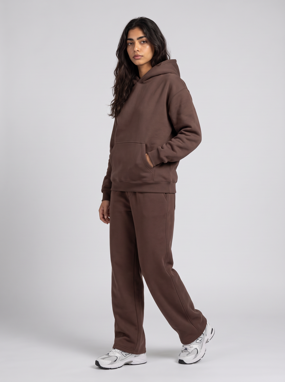 Full Set Oversized Hoodie - Brown - Aura Set 30