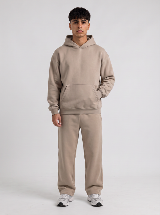 Full Set Oversized Hoodie - Beige - Pulse Set Front