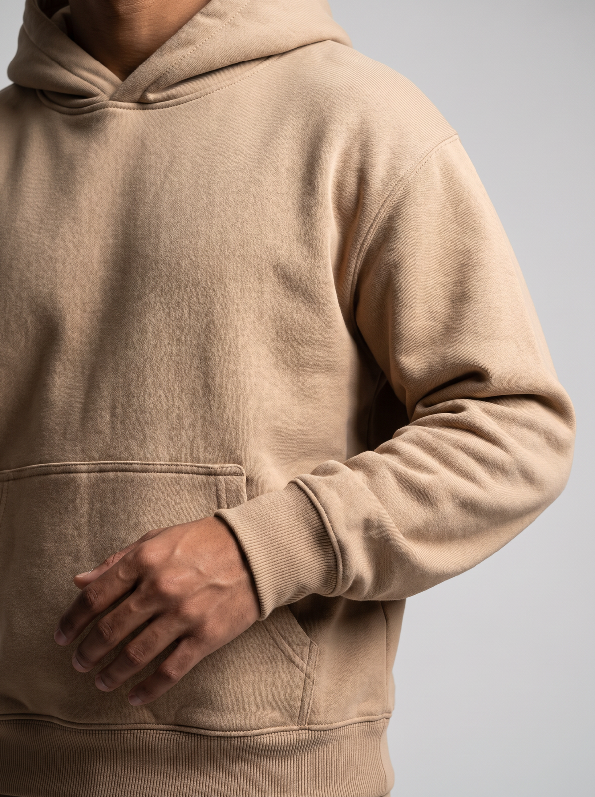 Oversized Hoodie - Beige - Aura Detail