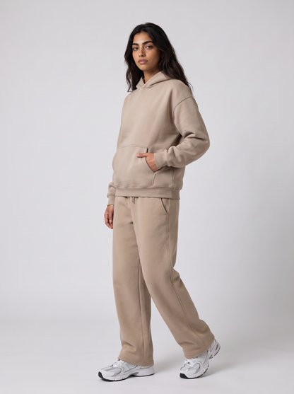 Full Set Oversized Hoodie - Beige - Aura Set 30