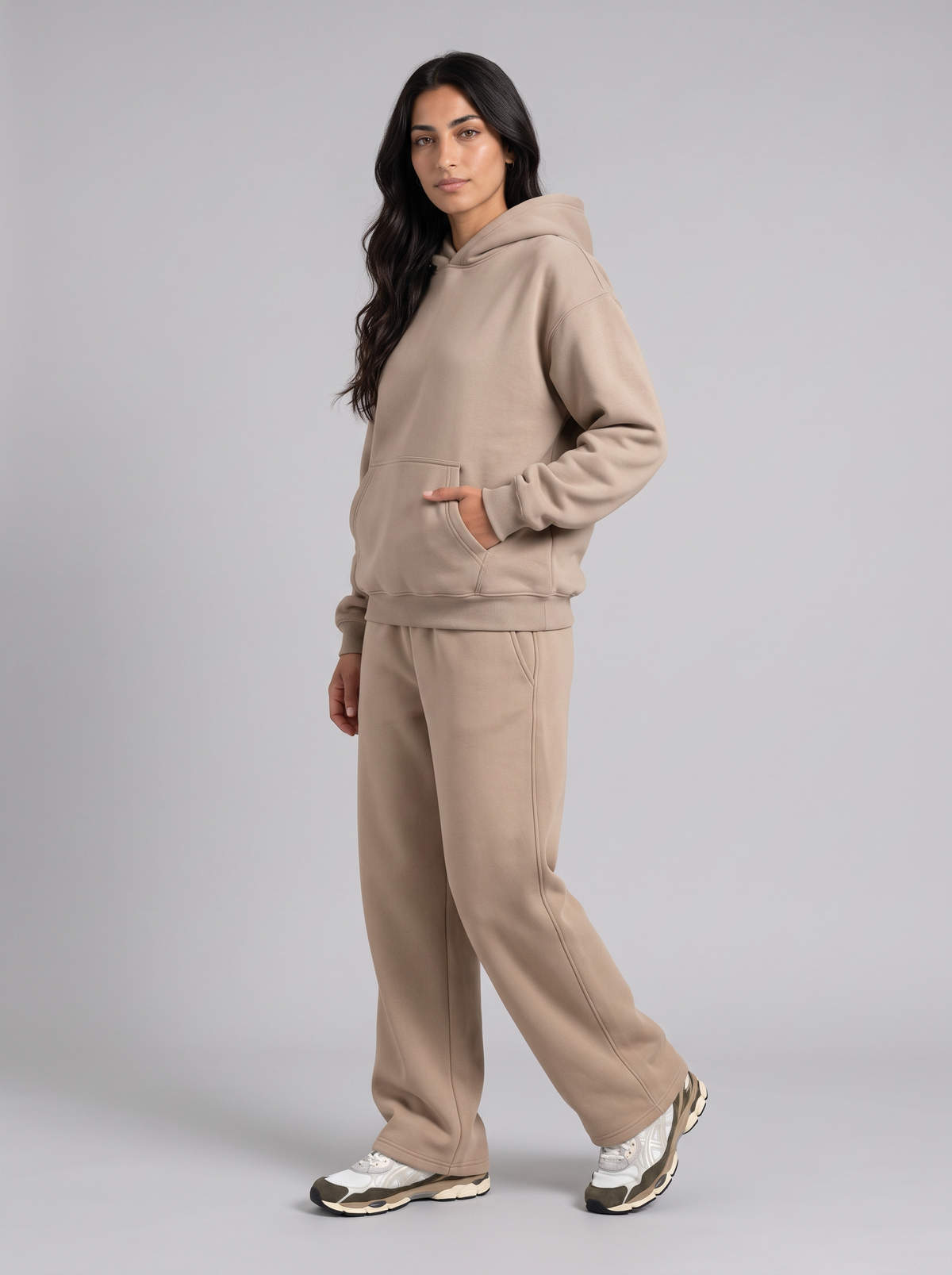 Full Set Oversized Hoodie - Beige - Muse Set 30