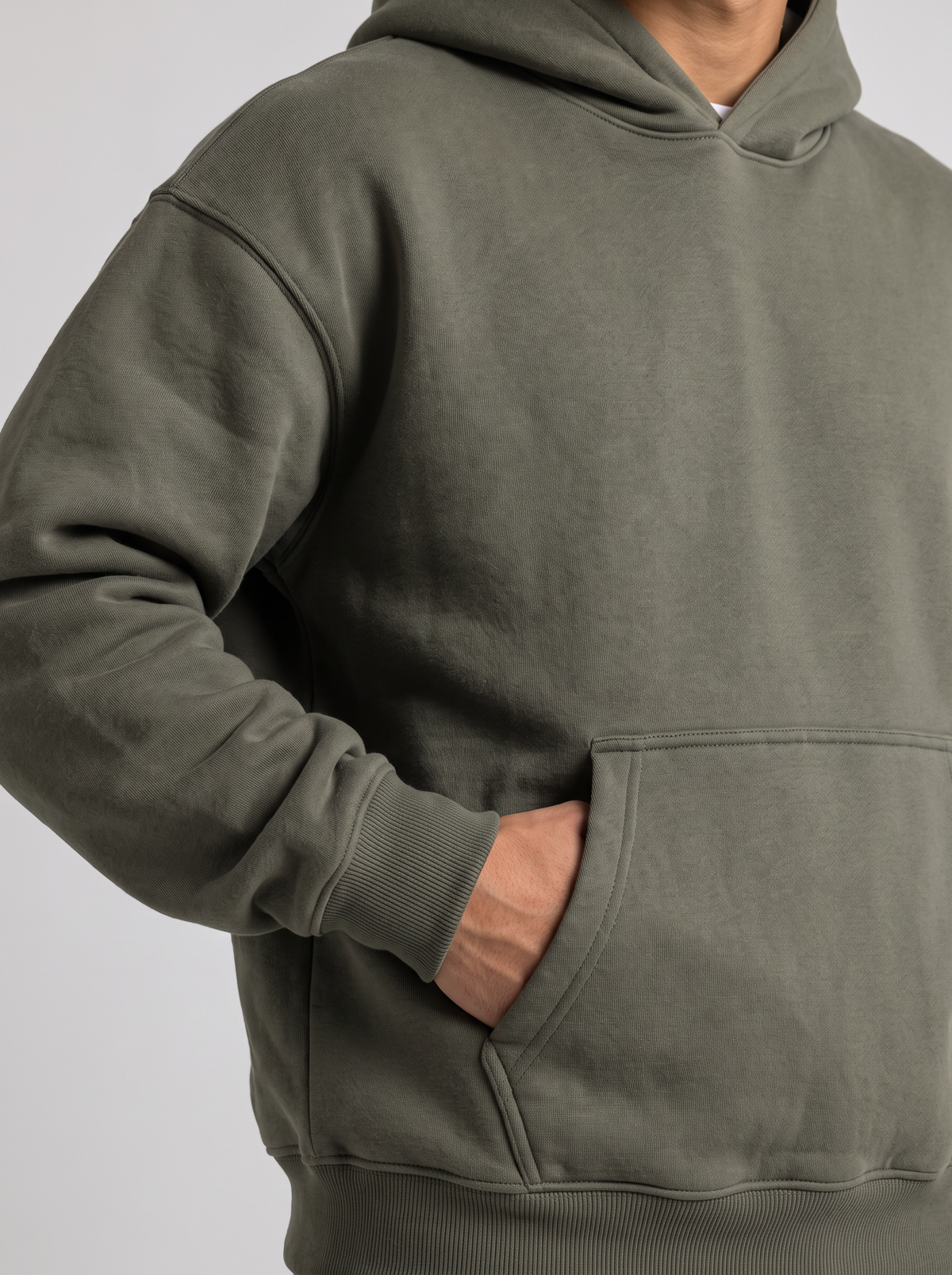 Oversized Hoodie - Olive - Pulse Detail