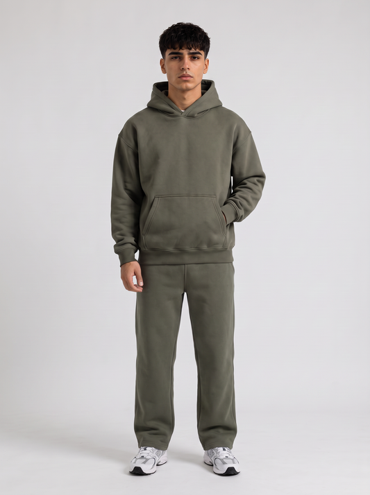 Full Set Oversized Hoodie - Olive - Pulse Set Front