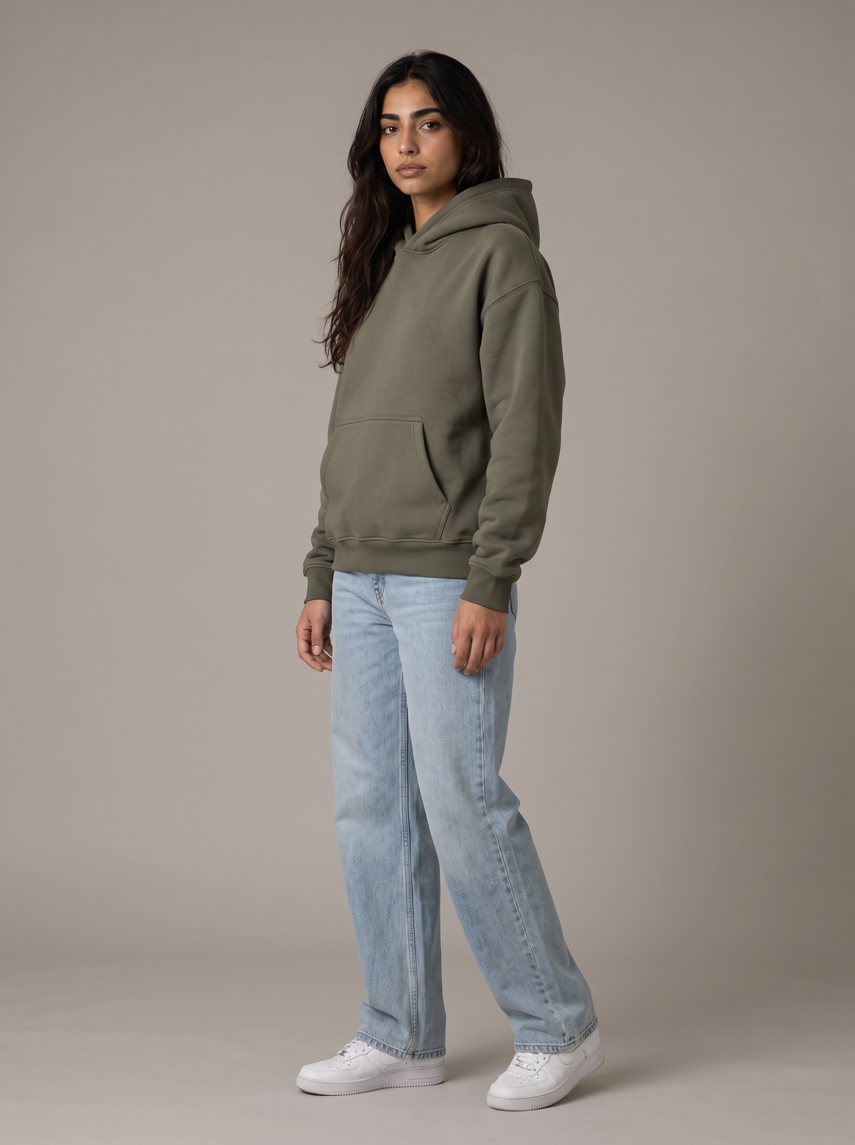 Oversized Hoodie - Olive - Aura 30 Degree