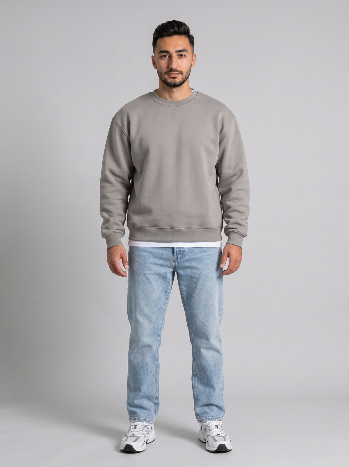 Boxy Crewneck - Grey - Hero Front Hero