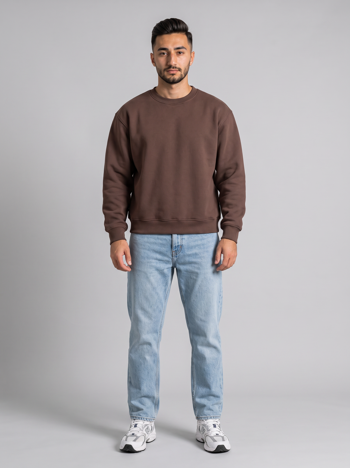 Boxy Crewneck - Brown - Hero Front Hero