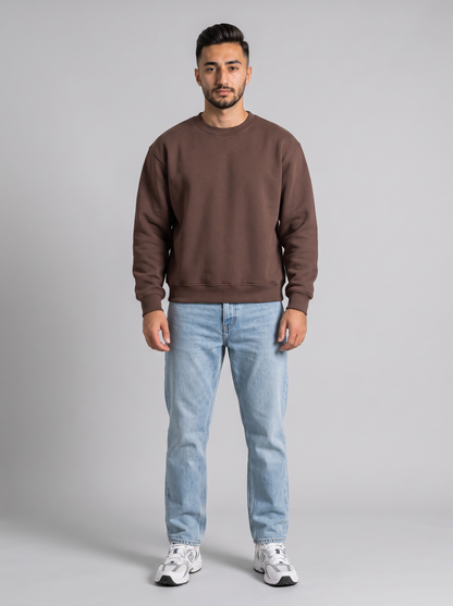 Boxy Crewneck - Brown - Hero Front Hero