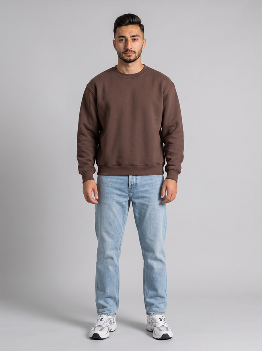 Boxy Crewneck - Brown - Hero Front Hero