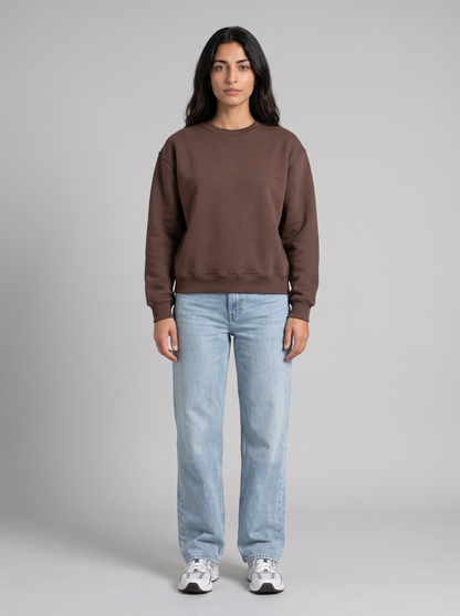 Boxy Crewneck - Brown - Muse Front Hero