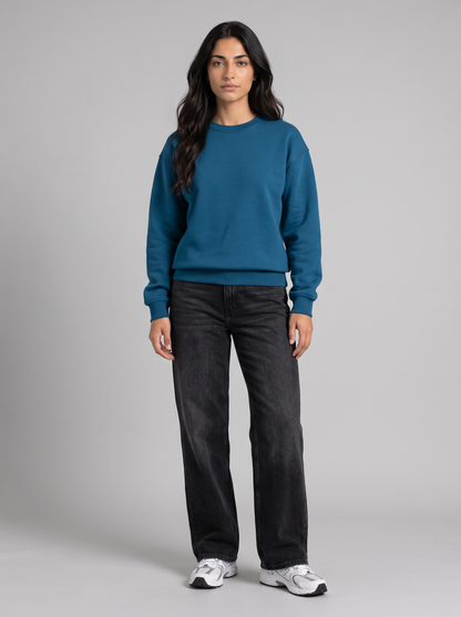 Boxy Crewneck - Blue - Muse Front Hero