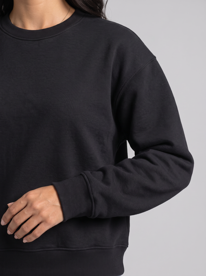 Boxy Crewneck - Black - Muse Detail