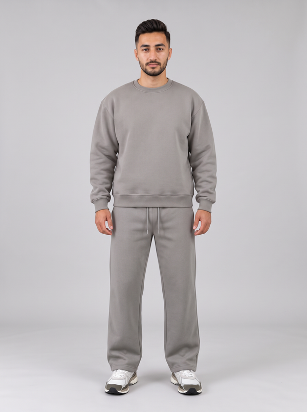 Full Set Boxy Crewneck - Grey - Hero Set Front