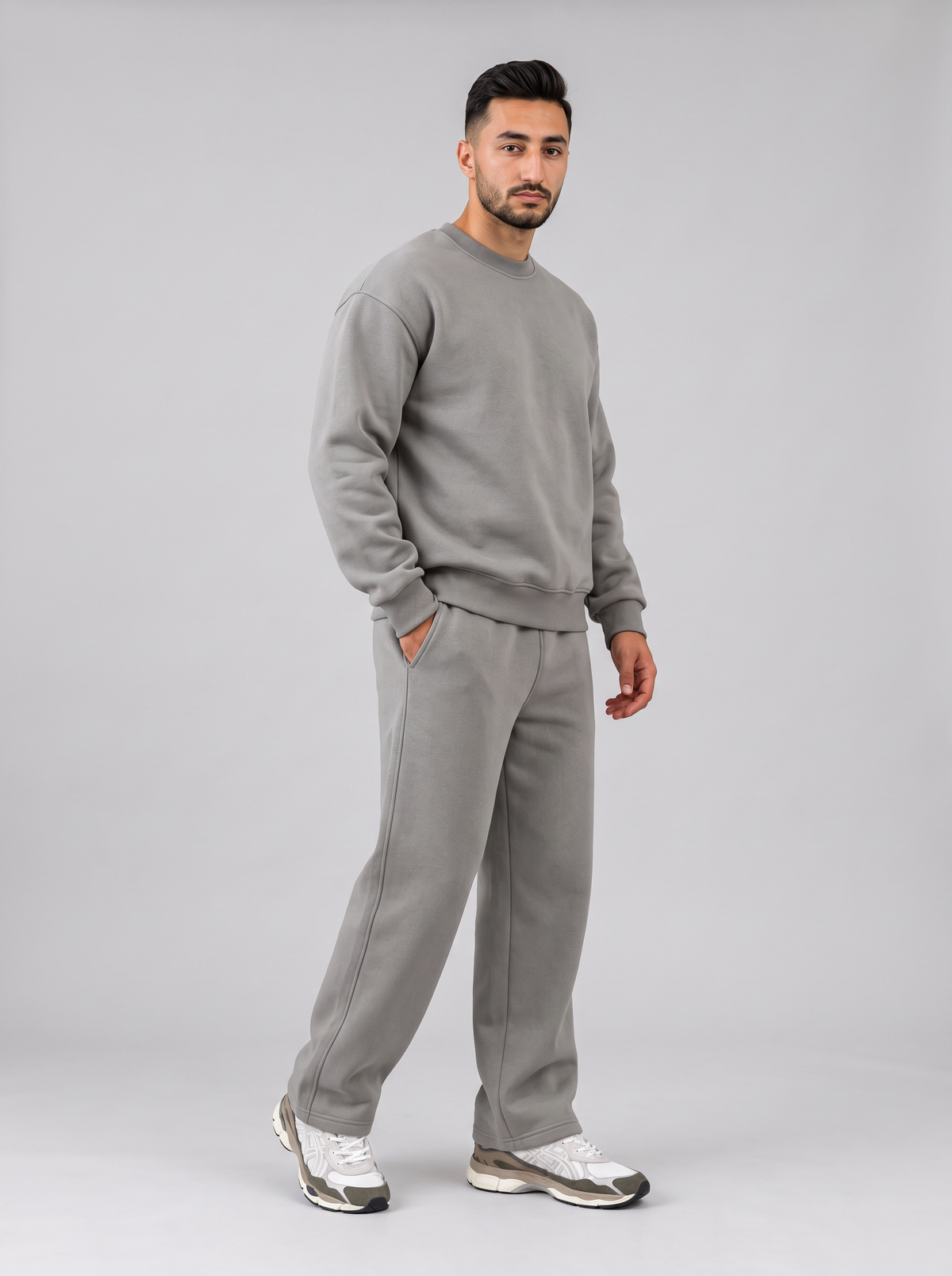 Full Set Boxy Crewneck - Grey - Hero Set 30