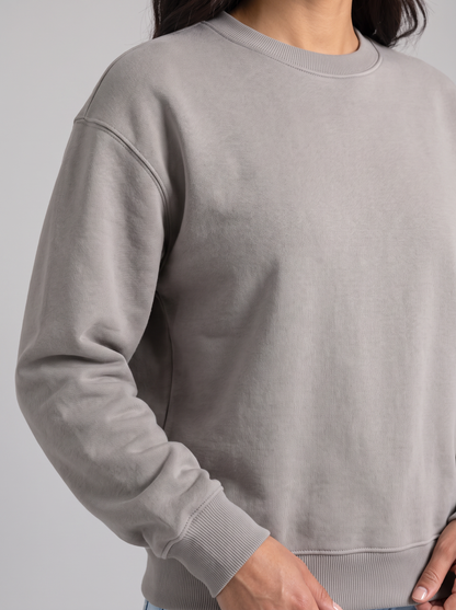 Boxy Crewneck - Grey - Muse Detail