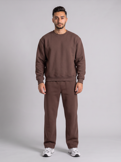 Full Set Boxy Crewneck - Brown - Hero Set Front