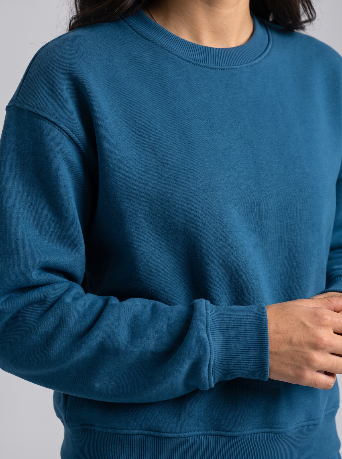 Boxy Crewneck - Blue - Muse Detail