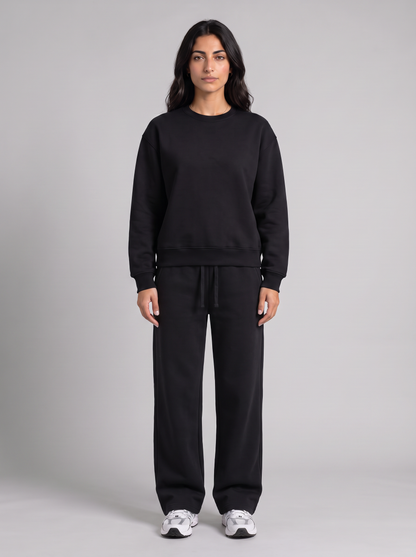 Boxy Crewneck - Black - Muse Set Front