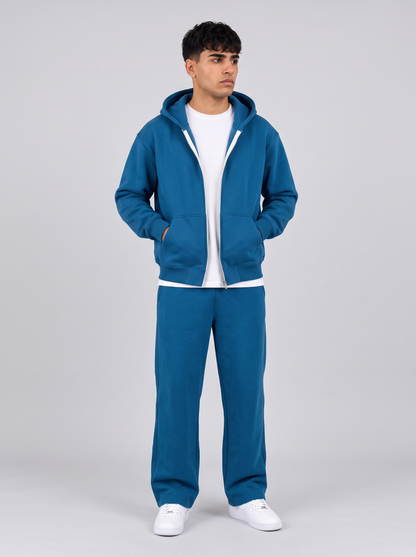 Full Set Double Zip Hoodie + Wide Leg - Blue - men