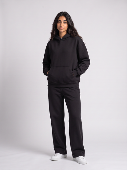 Full Set Oversized Hoodie + Wide Leg - Black