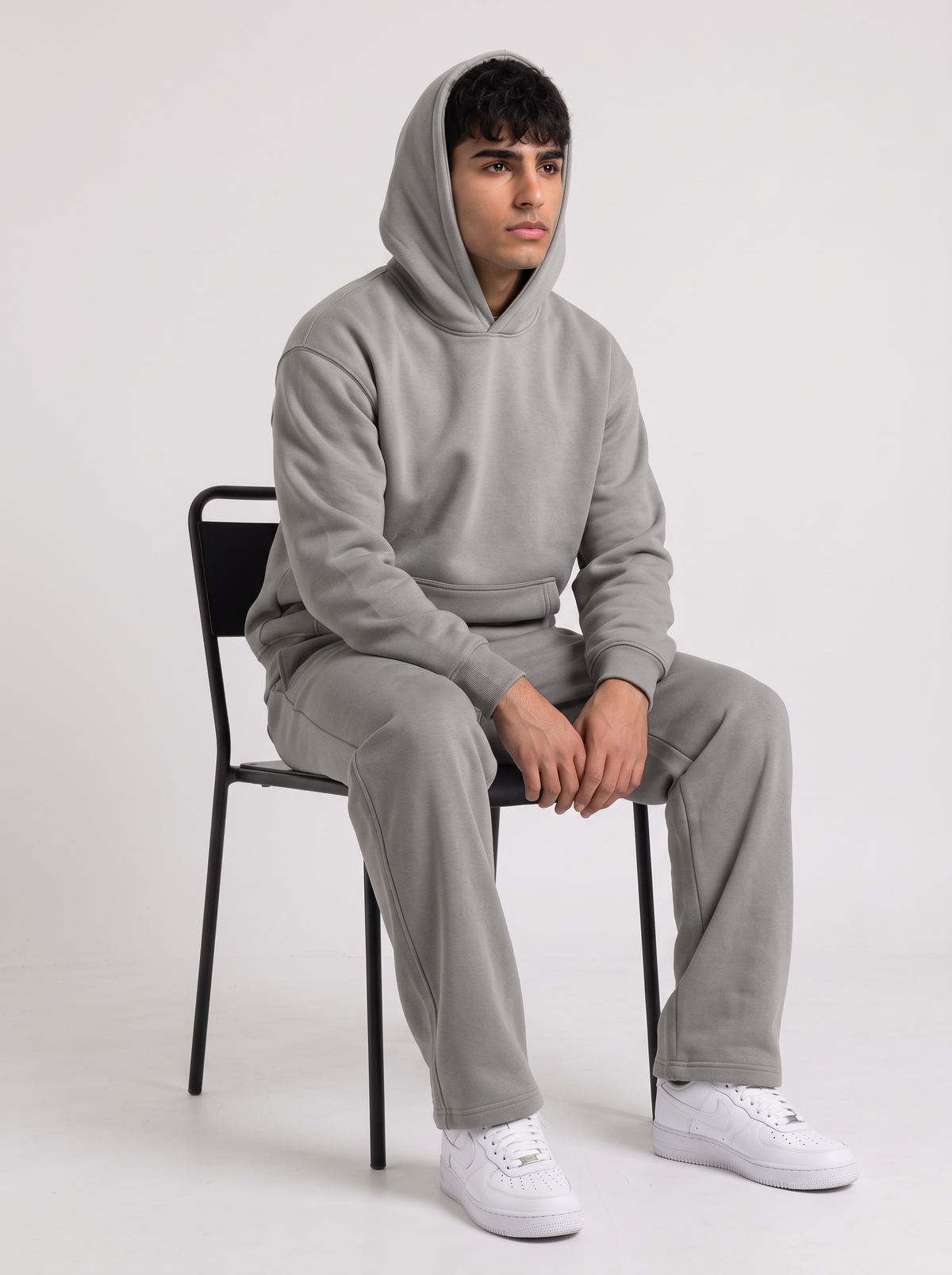 Full Set Oversized Hoodie + Wide Leg - Grey