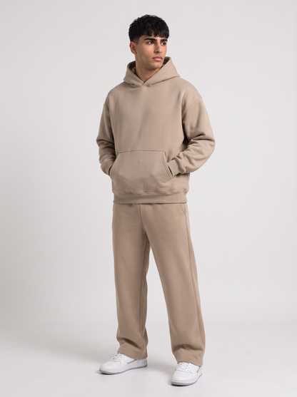 Full Set Oversized Hoodie + Wide Leg - Beige