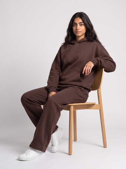 Full Set Oversized Hoodie + Wide Leg - Brown